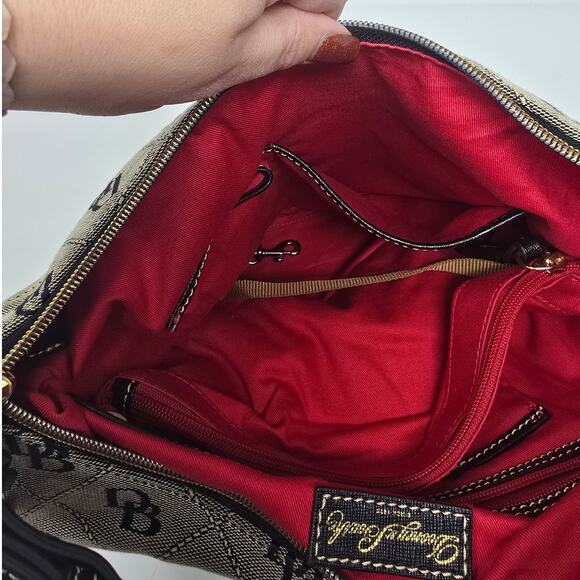 Dooney & Bourke Erica Signature Monogram Leather Trim Hobo Bag Purse Grey Black - Picture 12 of 13